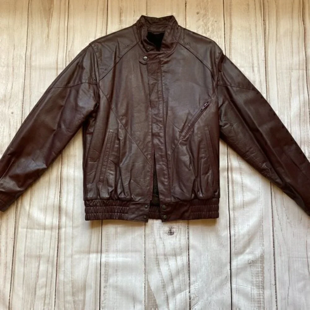 Etches Leder Men's Vintage Motorcycle Fur Lined Leather Jacket Sz S